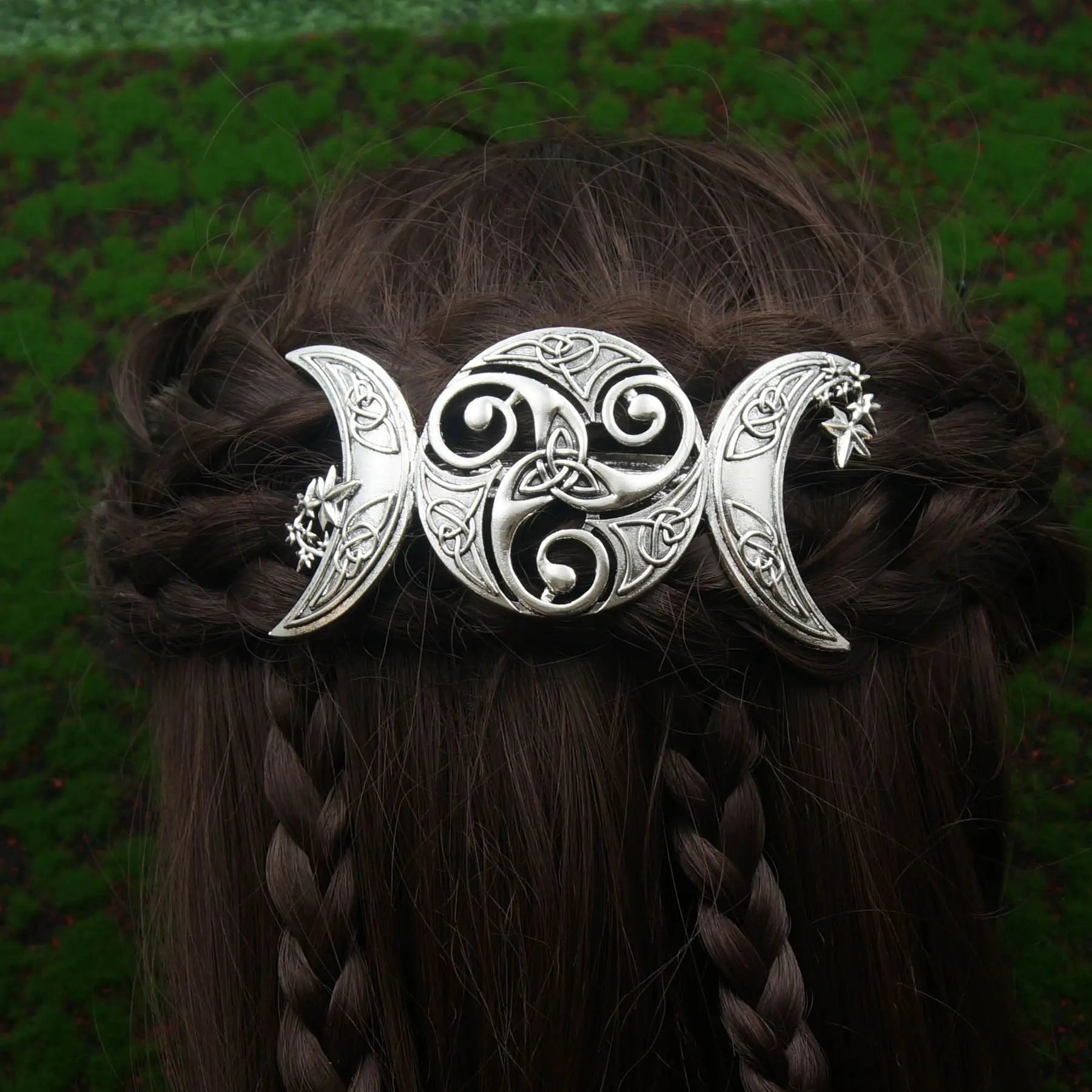 Gothic Mysterious Witch Star Triple Moon Hair Clip Women Hair Style Decoration Accessories