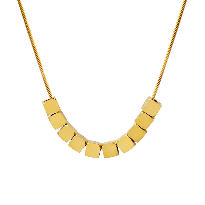 Jachon 2025 Fashion Necklaces Classic Style Geometric square Pendant Necklace Stainless Steel Fashion Jewelry Necklaces