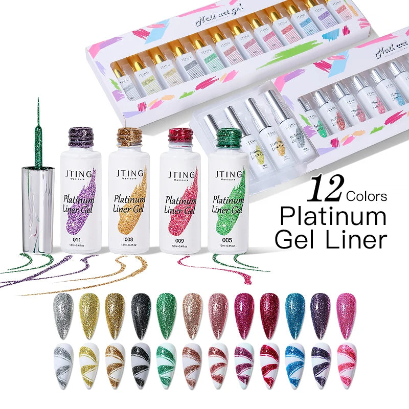 JTING NEW Design High Density Platinum Drawstring Gel Liner Nail Art Paint Gel Polish Liner Gel De Couleur Ongle OEM Custom logo