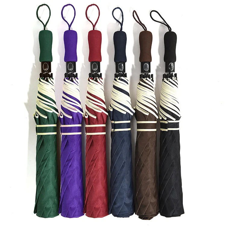 27 Inch Auto Open 8 Ribs Umbrella with Custom LOGO 2 Fold Custom EVA Handle Golf Umbrella