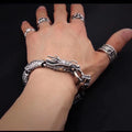 S925 Silver Hand Ornaments Hip-hop Trend Retro Style Three-dimensional Carved Personality Tai Silver Men Dragon Bracelet