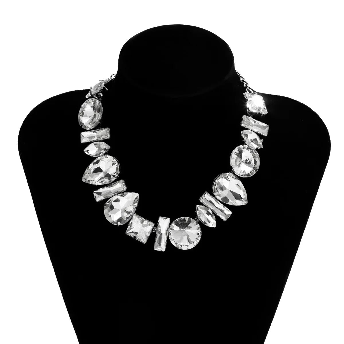 SC Wholesale Fashion Colored Crystal Necklace Luxury Rhinestone Tassel Necklace Retro Full Diamond Chokers Necklace for Women