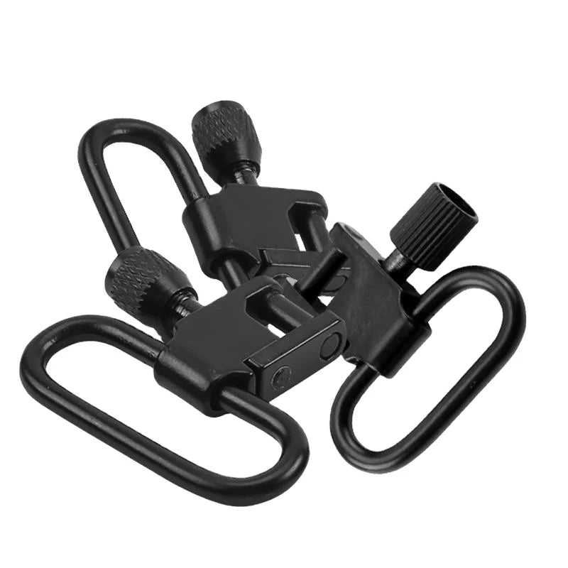 Black 1 Inch Detachable Sling Quick Detach Swivel Outdoor Hunting Accessories with Metal Strap Buckles Kit Hook