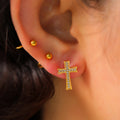 VIANRLA Stainless Steel CrossCZ  Earrings Anti Tarnish Prevent Oxidation Prevent Allergies Simple Women Earring Jewellery