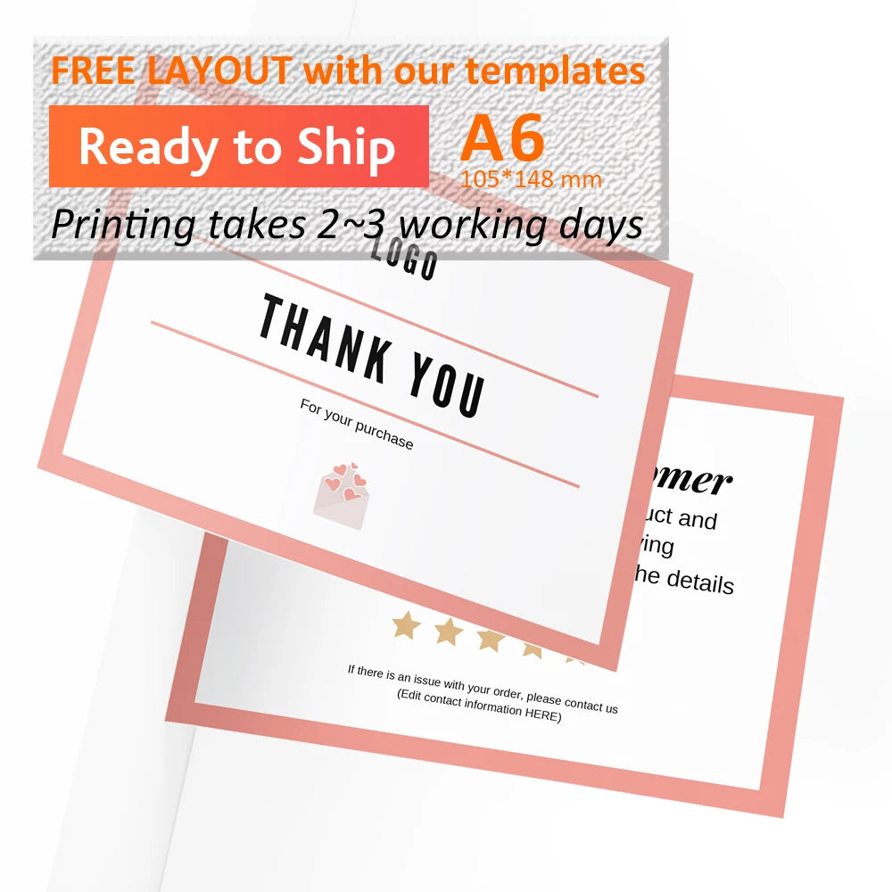 A6 customized uncoated paper thank you card flyer for park