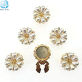 2026 New Trend Round Flower Button Cover with Pearl Custom Brand logo Cuff Links for Women Shirt