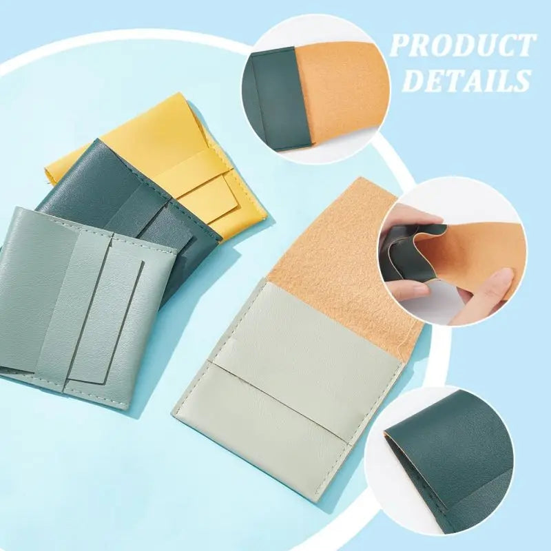 Imitation PU Leather Jewelry Envelope Pouch Mini Travel Storage Bag with Flip Cover for Cosmetics Headphones
