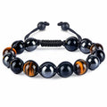 Dark Color Beads Bracelet Tigers Eye Black Obsidian Hematite Bracelet for Men Women