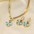 Titanium Steel Necklace Sets Bracelet Matching Color Love Enamel Earrings Necklace Jewelry Set