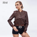 New Women's Color-blocking Thread Leather Sleeves Baseball Jacket Top Chest Can Be Customized logo Winter Clothes for Women
