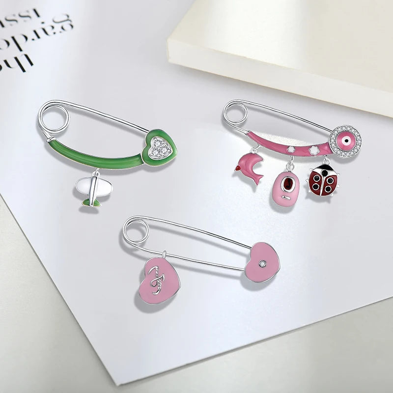 Luxury Brooches Silver Dolphin Ladybug Colorful Enamel Brooch 925 Sterling for Children Kids in Children'S Day