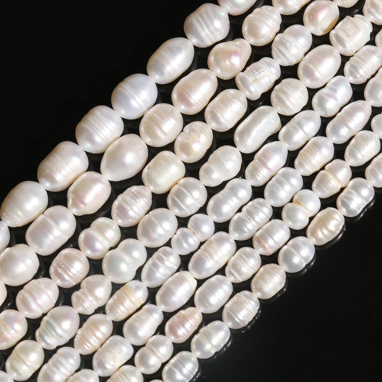 Natural Rice-Shape White Freshwater Pearl Loose Beads for DIY Bracelet & Necklace Jewelry
