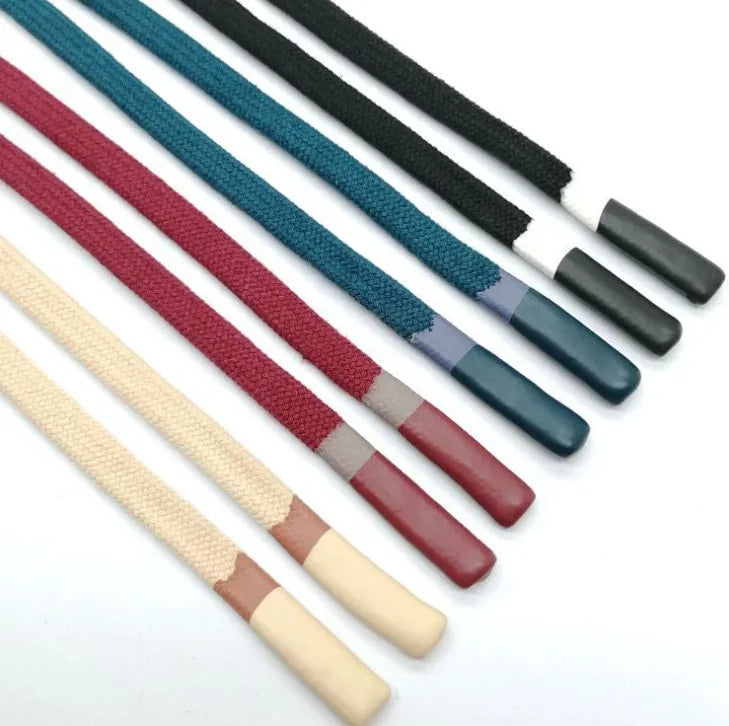 Polyester Flat Drawstring Cord 1 cm Dripped Tips for Garments Home Textiles Custom Drawstring with Tips
