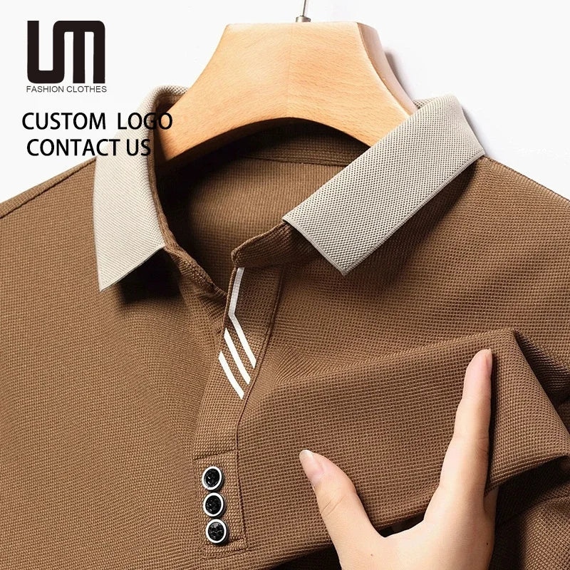 2025 New Men's Business Casual T Shirt - Long Sleeve Top Breathable Comfortable Office Wear Fashionable Shirts Wholesale