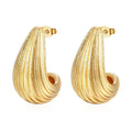 Fashion Minimalist Droplets Earrings Wiredrawing Hoop Earrings 18k Gold Plated Stainless Steel Geometric Earring for Women