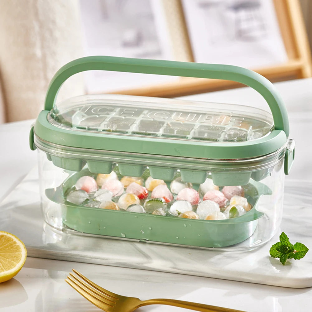 Reusable 54 Cavities DIY Stackable Ice Cube Maker Plastic Silicon Fruit Ice Cube Tray With Lid and Storage Bin