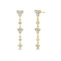 LOZRUNVE 14k Gold 18k Gold Classic Flower Cluster Trio Diamond Long Drop Earring Sterling Silver 925