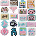 Hotsell Iron on Embroidery  pink Cowboy Howdy Girl Patch for Outdoor Overcoat Hat Decoration