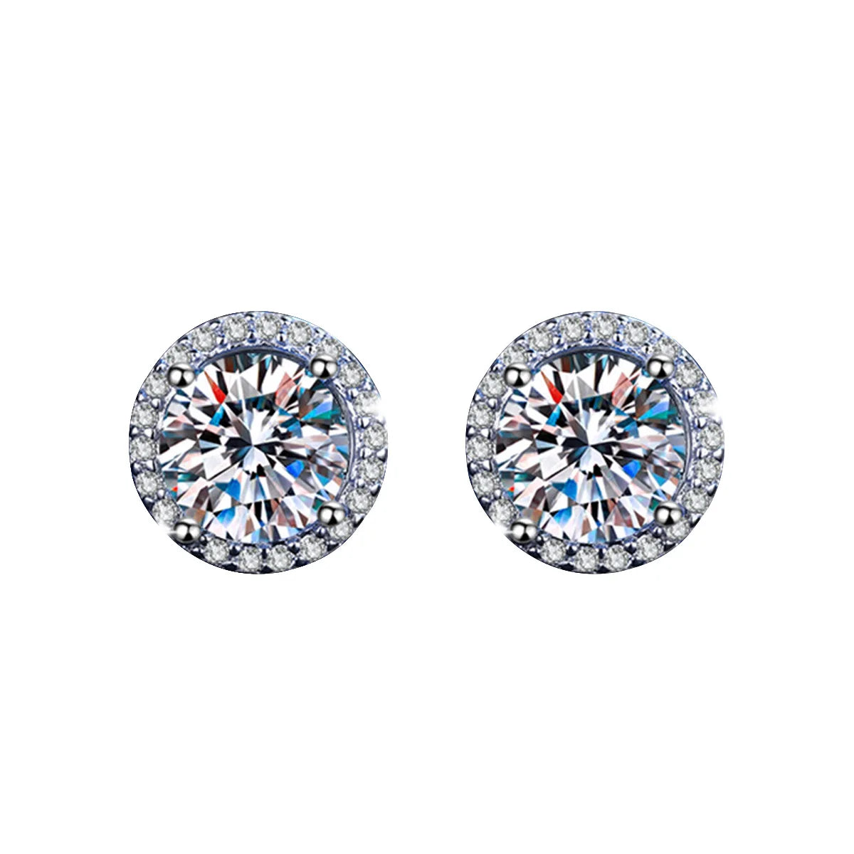 Fine Jewelry Platinum Plated 925 Sterling Silver 1 Carat Moissanite Bell Shape Stud Earrings Engagement Christmas Gift Woman Sun