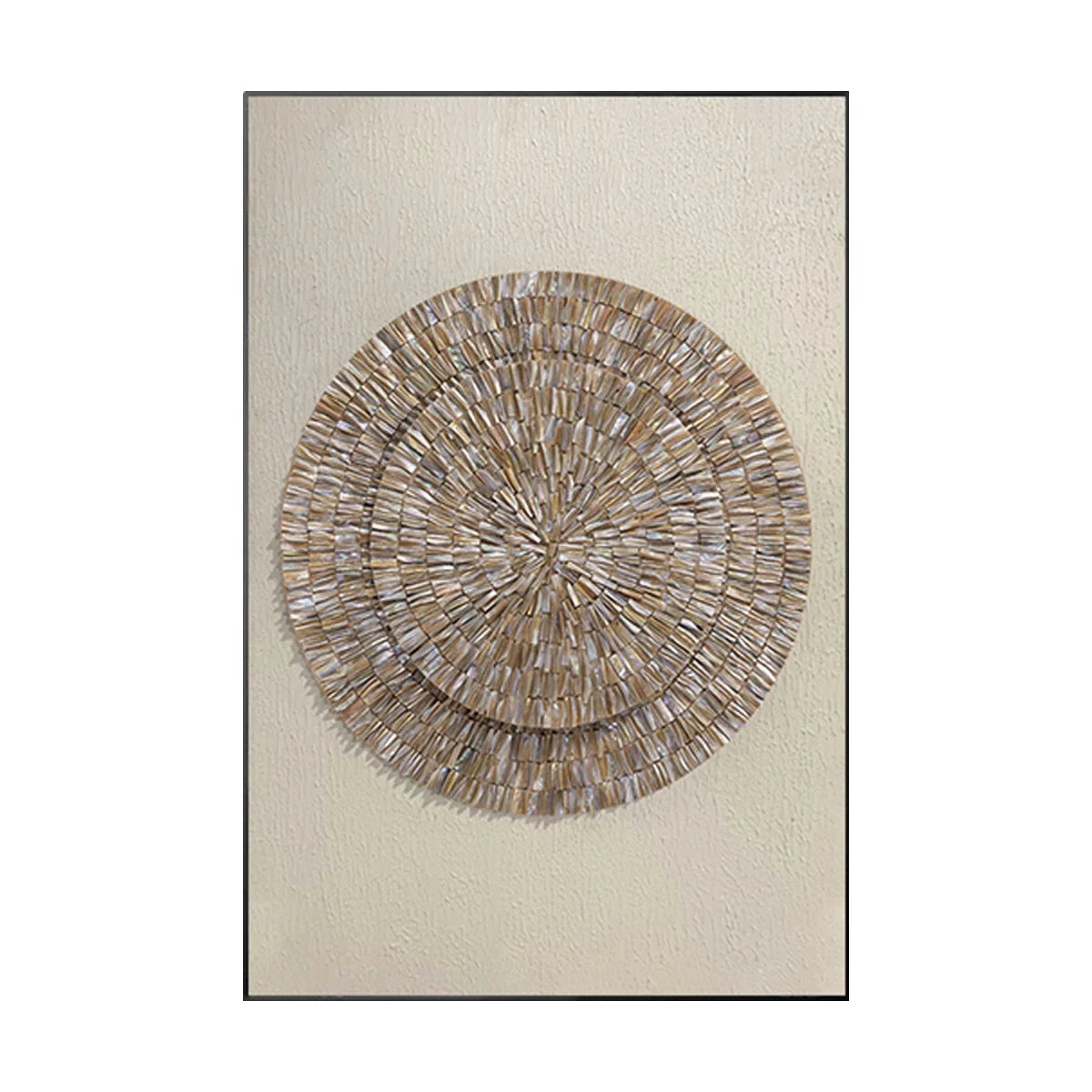 Natural Mother of Pearl Sea Shells Home Decor Shell Embellished Artwork Painting Overlapping Shells Geometric Shadow