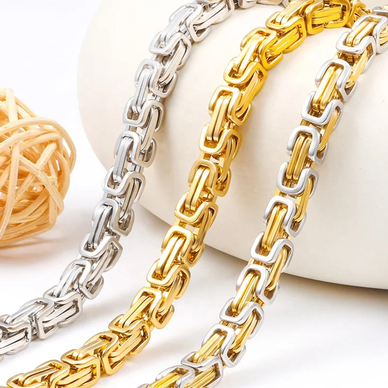 Factory Direct Sale Mens Stainless Steel Emperor Chain Byzantine Necklace Hip Hop Chain DIY Jewelry Accessories
