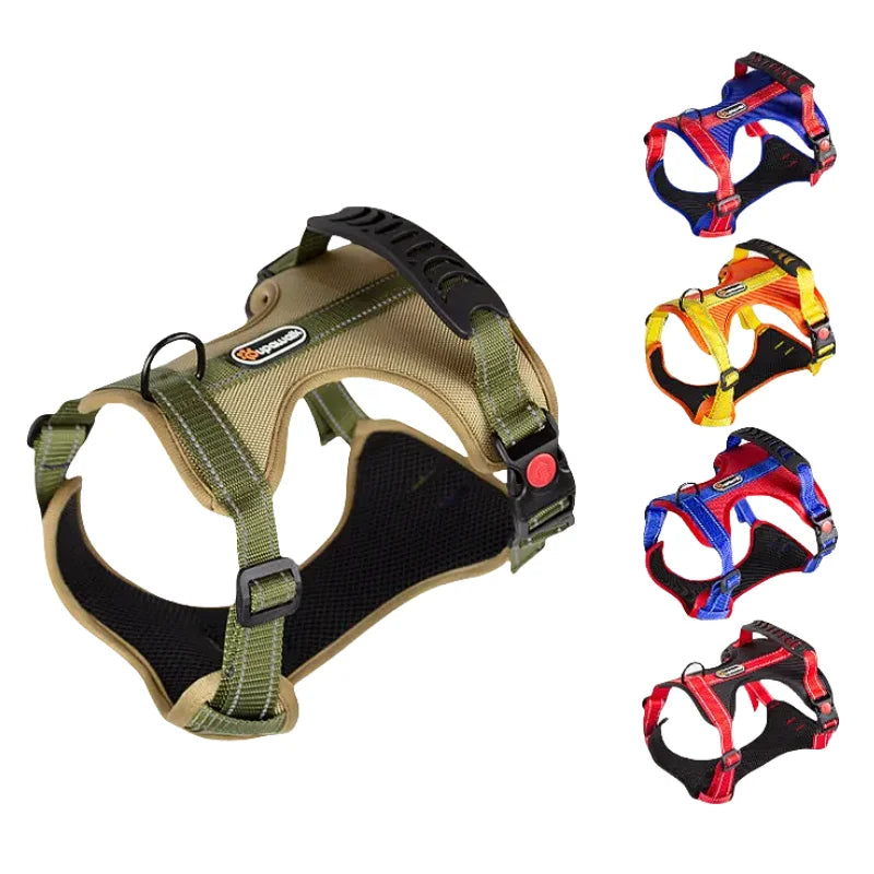 Reflective Adjustable Multicolor Dog Harness for Small to Large Dogs Durable Escape-Proof Pet Safety Gear with Locking Buckles