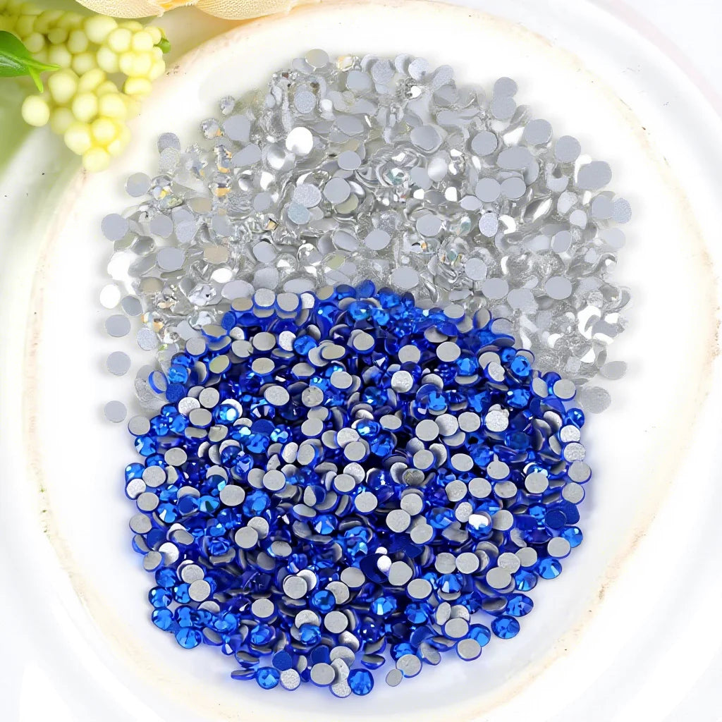 Crystal Glass  Rhinestones Flat Bottomed Diamond Circular Nail Stickers Custom Size for Clothing Bags Shoes Flatback