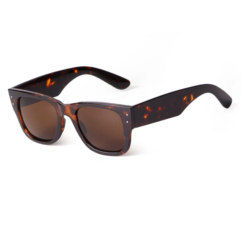 STY24119 New Retro Popular Rivet Sunglasses Personality Oversize Frame Vintage Eyewear Tortoiseshell Brand Design Sun Glasses