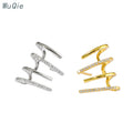 Wuqie Vermeil Popular Jewelry Striped Thick Earrings 925 Sterling Silver Arc Zircon Stud Earrings