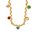 Fashion Zircon Heart Twisted Rope Chain Necklaces Irregular Stainless Steel Necklace for Women