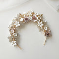 Statement Women Hair Accessories Tiara Flower Pearl Crystal Bridal Hair Band Wedding Headpiece Various Ways Wearing