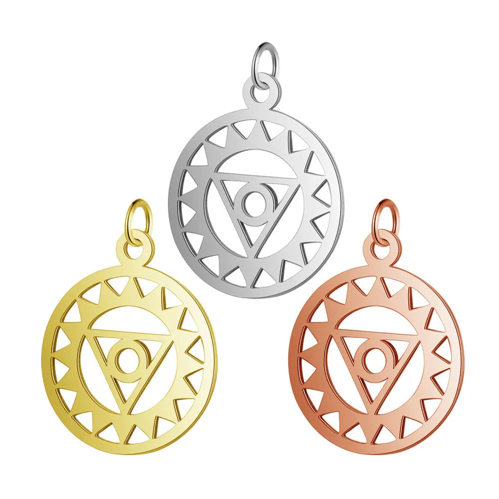 Wholesale Fine Pendants & Charms Engraved Round Geometric Style Stainless Steel Bracelet Pendant Factory Price Jewelry Making