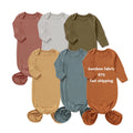 Fashion Solid Colors Infant Bamboo Spandex Baby Knotted Gown Long Sleeve Unisex Newborn Knotted Gown