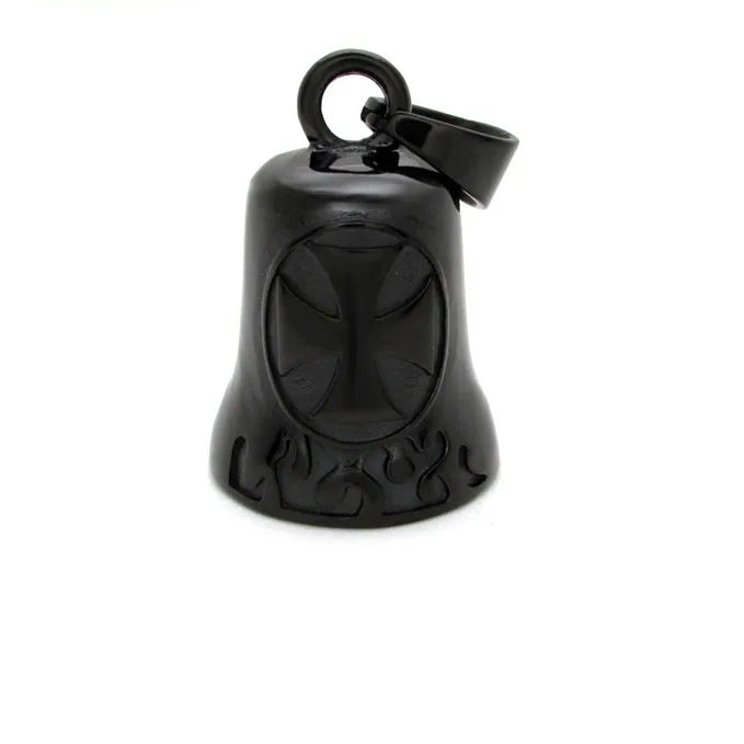 Black Stainless Steel Holy Cross Motor Biker Luck Gremlin Riding Guardian Bell Unisex for Motorcycle-Wedding Gift Party