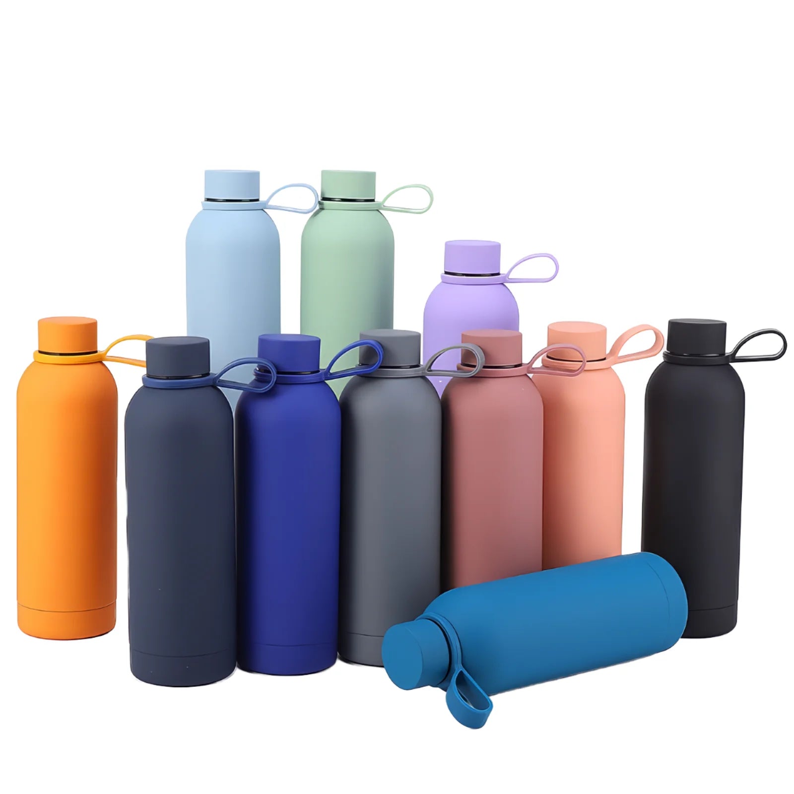 Customized Logo 350/500/750ml Gym Sports Stainless Steel ABS Plastic Vacuum Flask Thermos Silk Screen Printing Portable Folding