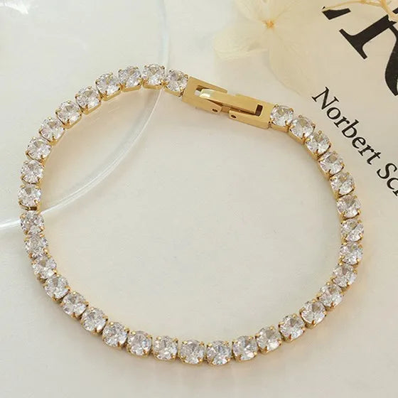 Popular Style Light Luxury Titanium Steel Bracelet Fashion Cold Style 18k Gold Zircon Element Jewelry Stainless Steel Bracelet