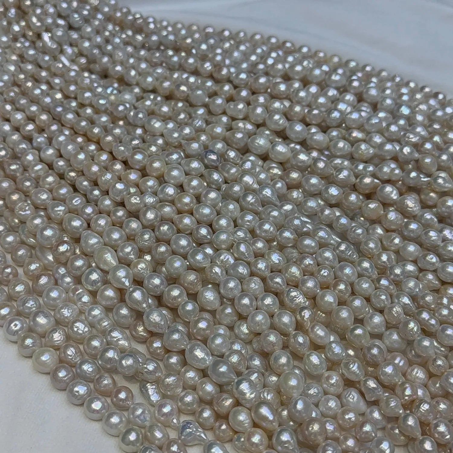 Wholesale 8-11mm White  Baroque Drop Shape Natural Edison Pearl  Necklace Strand Cultured Pearl Strings Genuine Pearl