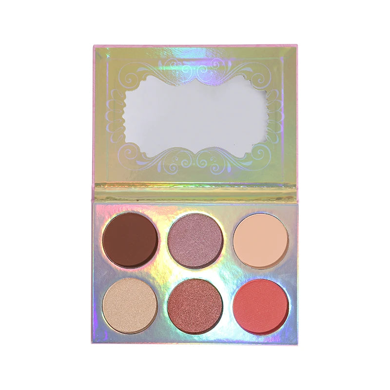 Customized logo DIY Makeup Palette 6 Colors Blush Highlighter Contour Palette