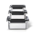 Classic Style 304 Stainless Steel Rectangle Bowl Set Plastic Lid 1000ml Capacity Microwave Dishwasher Safe Freezer Safe Crisper