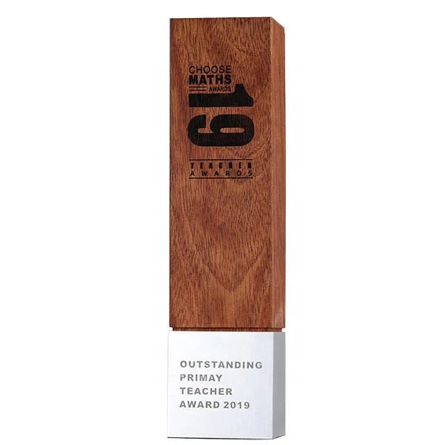 High Quality Custom Crystal Blank Award Trophies Aluminum Alloy Solid Wooden Business Trophy Award Plaque