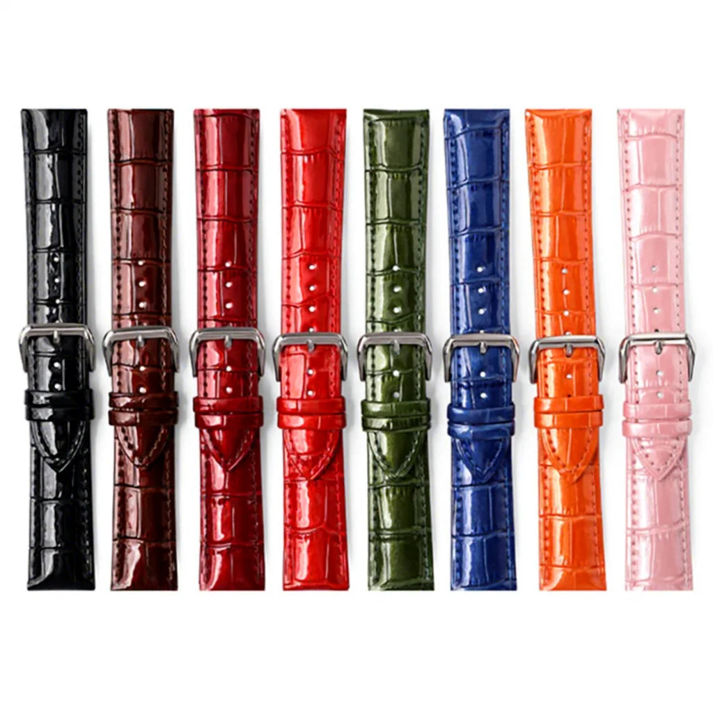 Leather Watch Straps Crystal Patent Ice Surface Gloss Vintage Genuine Leather Luxury Band for Smart Watch Accessories