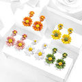 2025 Trendy 925 Silver Needle Flower Earrings Women Jewelry Summer Sweet Small Daisy Fresh  Drop Earrings Flower Jewelry Gifts