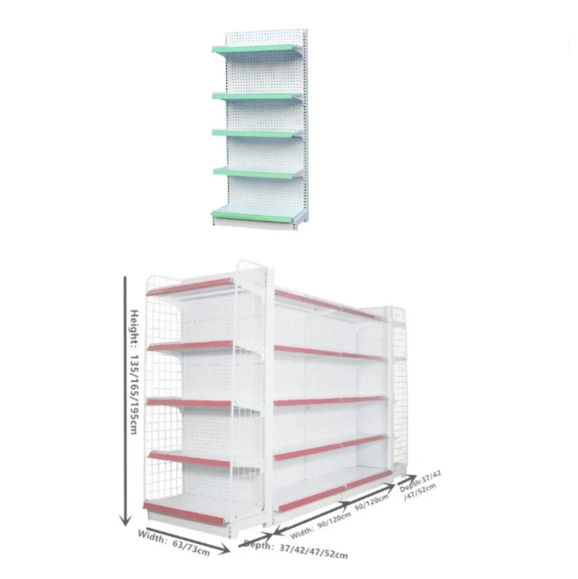 China Perfect Metallic Heavy Duty Double Sided Perforated Supermarket Shelf Equipment Supermarket Rack Second Hand Gondola