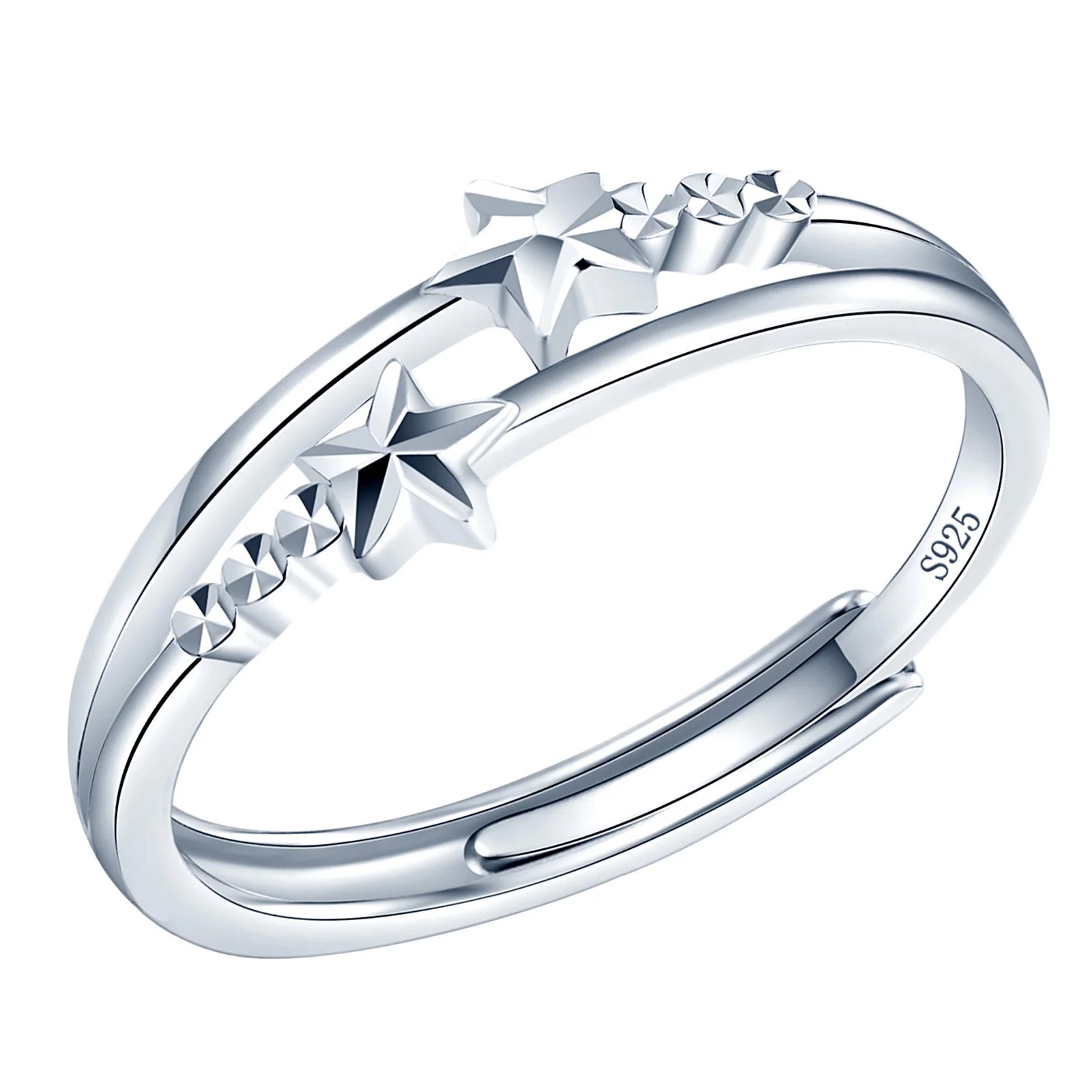 925 Sterling Silver Star Ring Trendy Fashion Jewelry with Adjustable Opening Cute Style for Weddings Parties by Joyas Finas