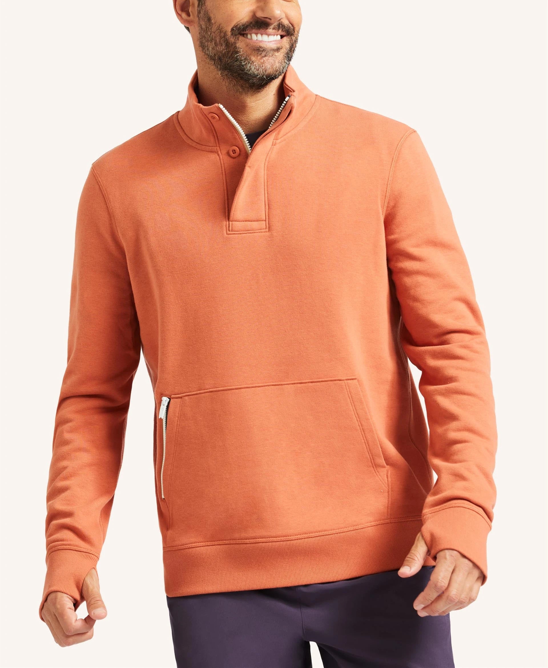 OEM Customized Logo Patch Men Pullover Sweatshirt Wholesale  Zipper Closure 1/4 Zip Sweatshirt Cotton Soft Fleece Hoodies