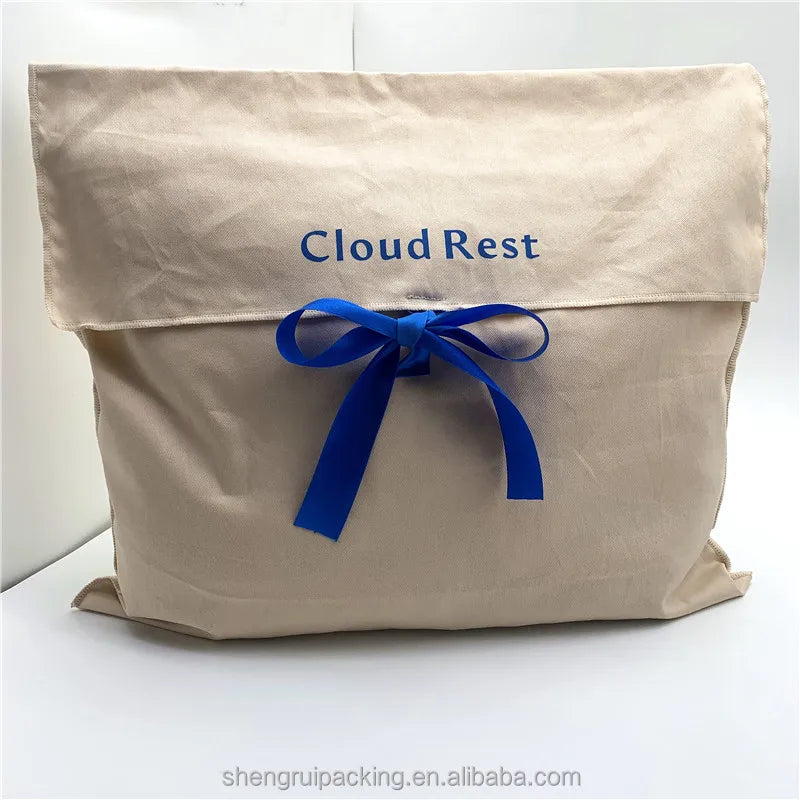 43*38*16cm Luxury Cotton Envelope Dust Bag for Fashion Handbags Cotton Clothing Packaging Bag With Blue Bowknot MegaBDM