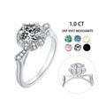 M44A Abiding Special Flower Pumpkin Collet 1 CT Moissanite Diamond Halo 925 Sterling Silver Engagement Ring