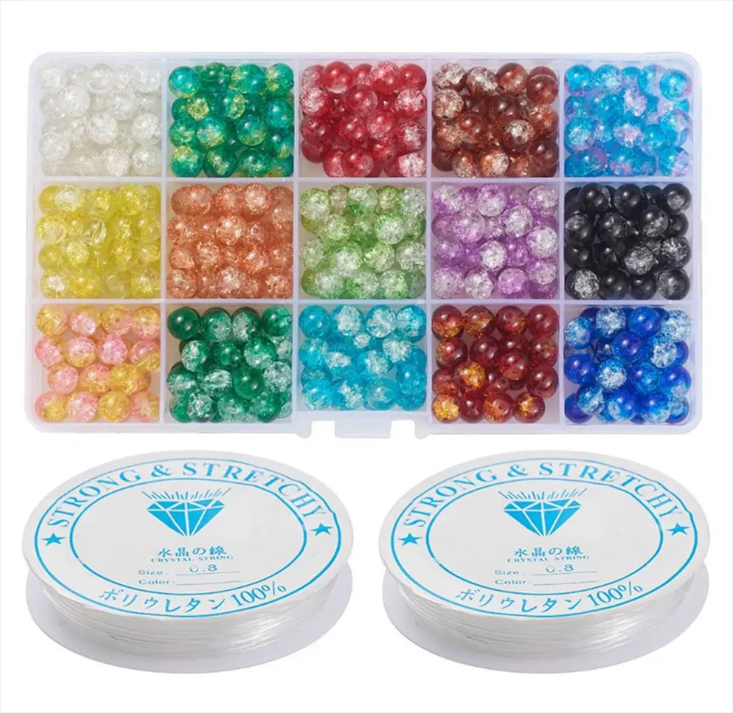15 Color Assortment Handcrafted Lampwork Crystal Glass Round Beads for Charm Jewelry Making