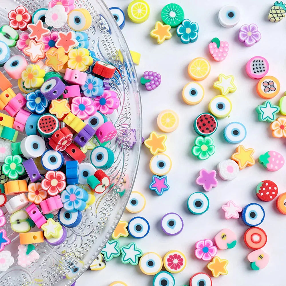 Mixed Color Animal Fruit Heart Shape Polymer Clay Beads Children's Bracelet Necklace Craft Ceramic Clay & Porcelain Beads
