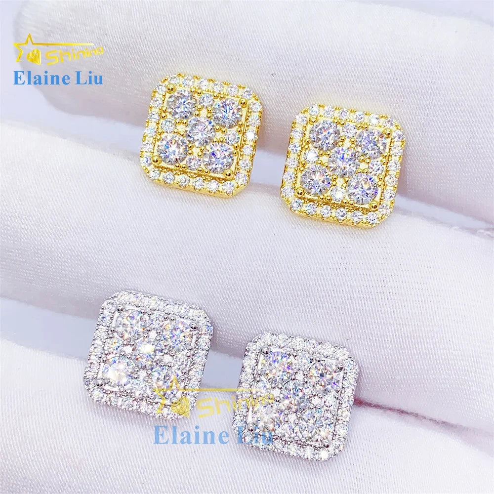 Fine Jewelry Manufacturer Direct 925 Sterling Silver Vvs Moissanite Hip Hop Fine Iced Out Jewelry Earrings for Men